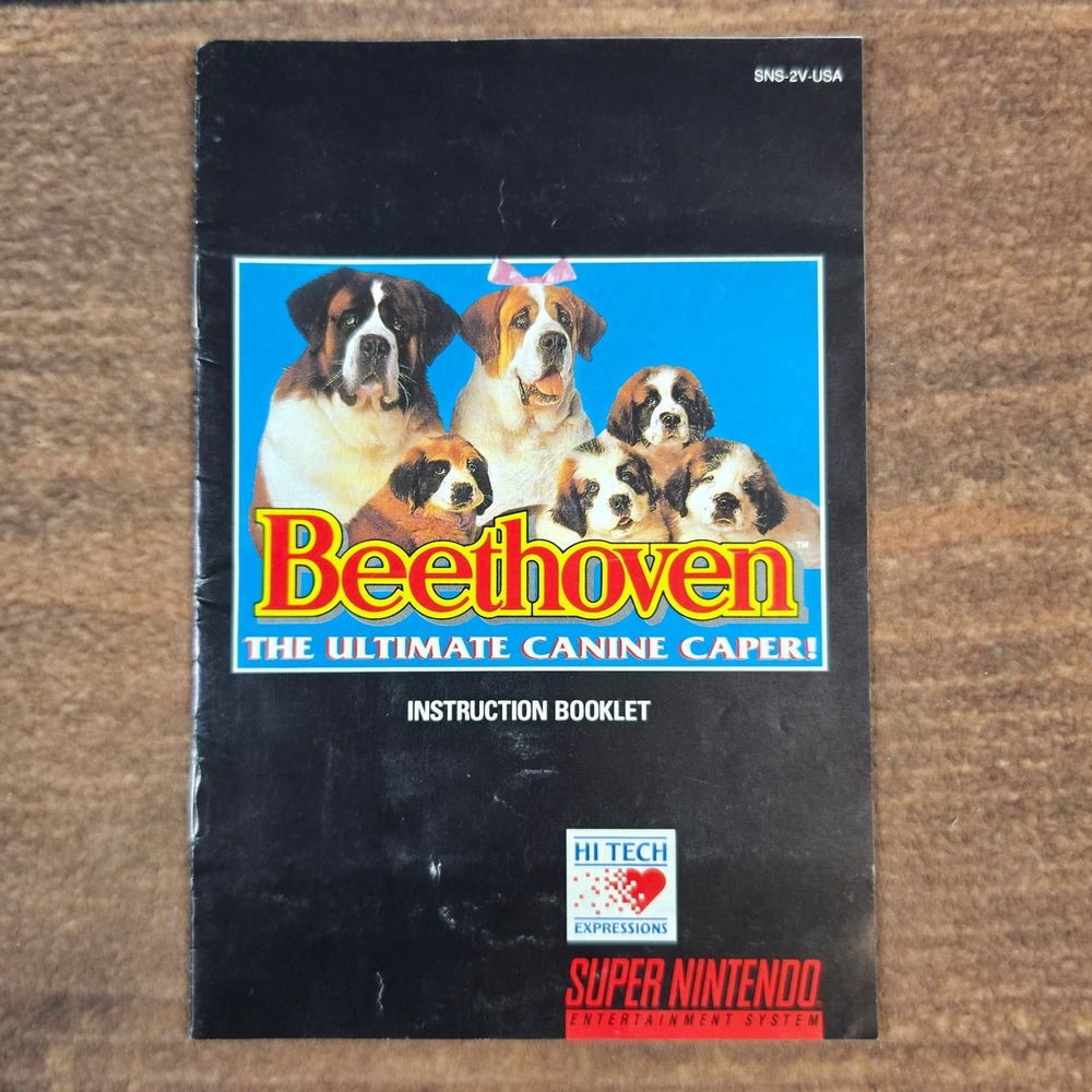 Nintendo Beethoven Ultimate Canine Caper SNES Manual Black Good 1993 Manual Only
